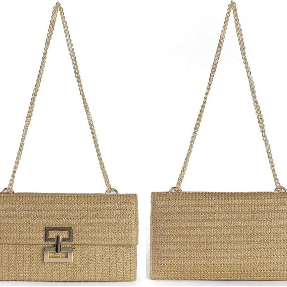 Straw Clutch Purses Women Summer Beach Handbags Boho Woven Envelope Wallet Fold - Picture 6 of 7